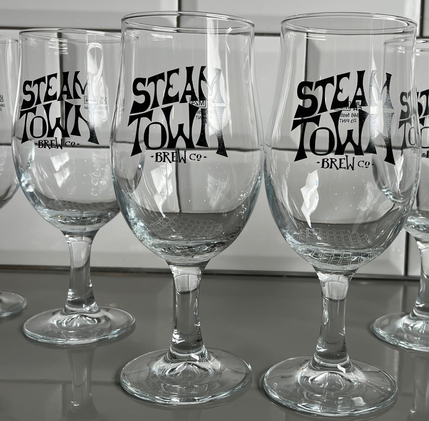 Steam Town Stemmed Glass - 2/3 pint